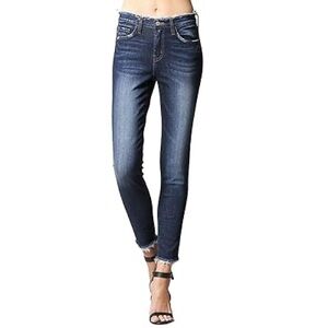 Flying Monkey High Rise Skinny Jeans With Frayed Hems And Waistband Size 27